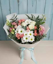 Букет цветов из:  Розы, Лизиантусы и Хризантемы в Мордово