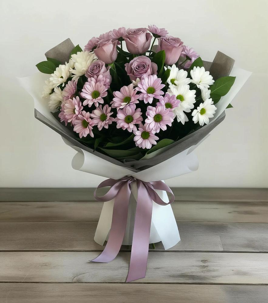 Букет цветов из: Хризантемы и Розы в Мордово