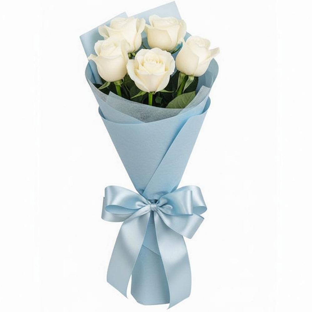 Букет 5 Белых роз Проуд в Мордово