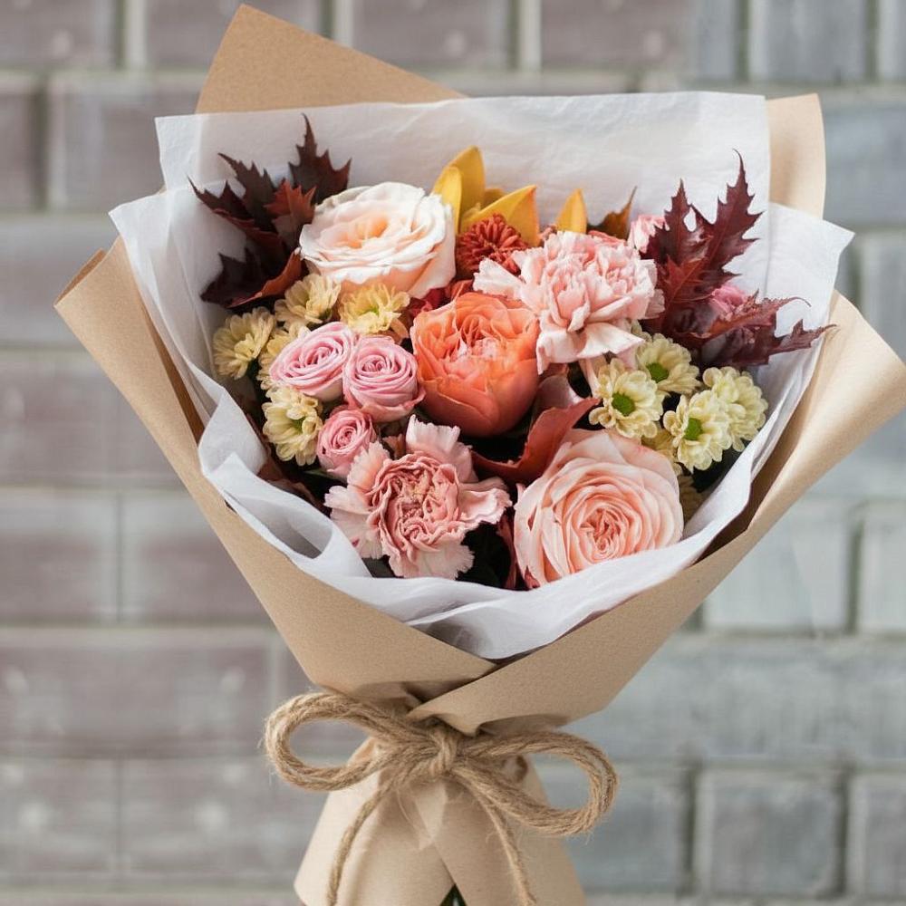 Букет цветов из: Гвоздики, Хризантемы и Розы в Мордово