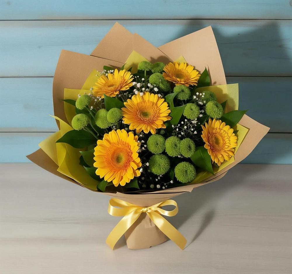 Букет цветов из: Герберы и Хризантемы в Мордово