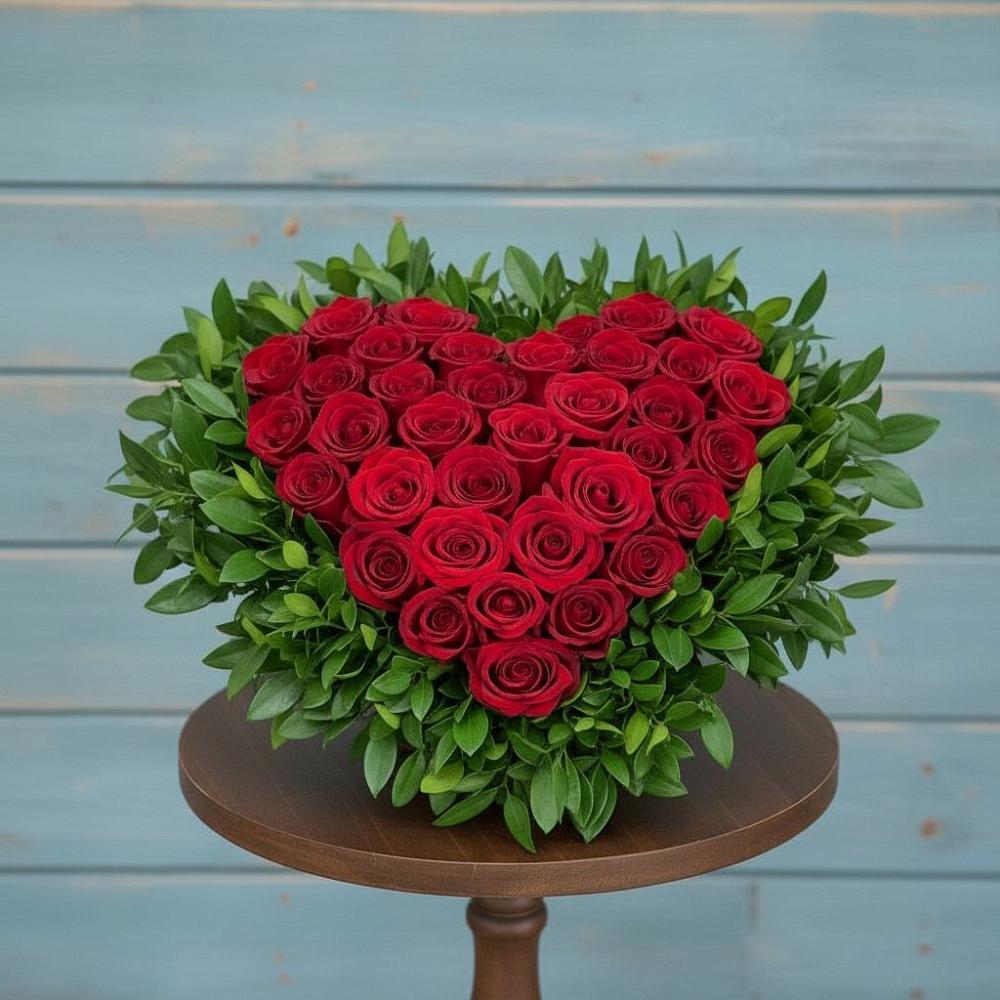 Цветочная композиция из Розы в виде сердца в Мордово