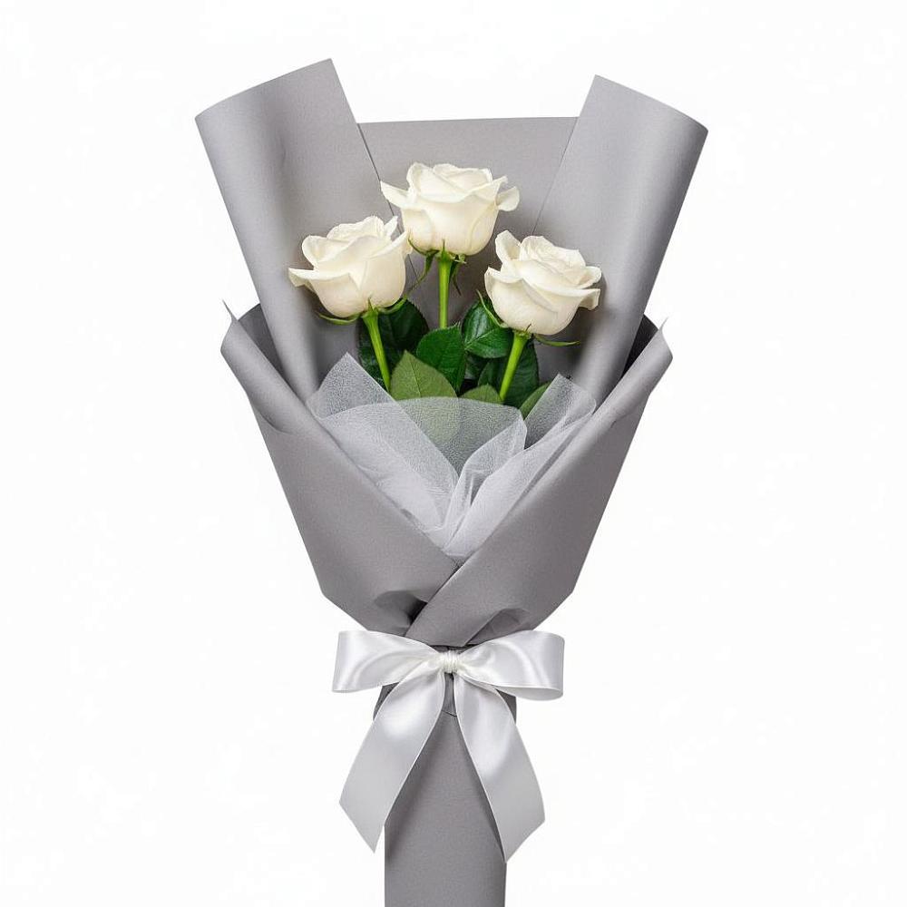 Букет 3 белые розы в Мордово