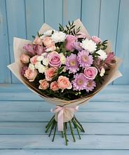 Букет цветов из:  Хризантемы, Розы и Альстромерии в Мордово